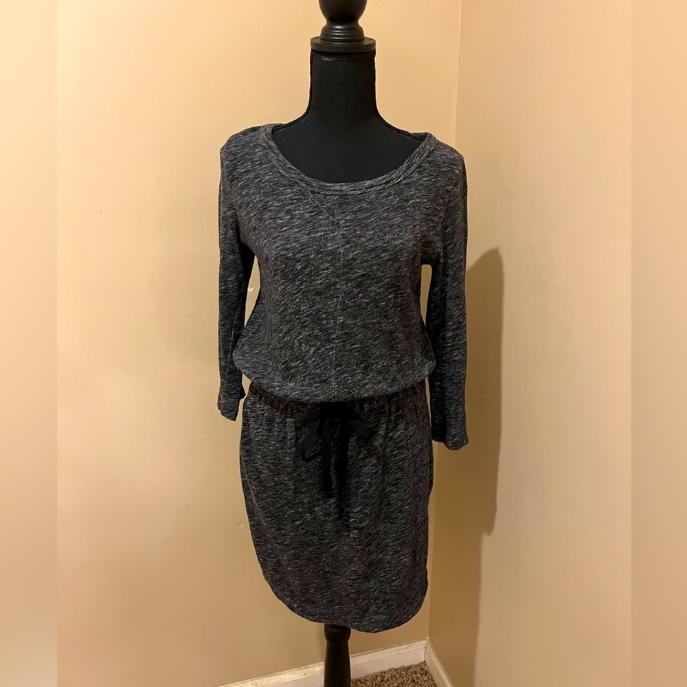 Loft Cozy Lounge Drawstring, Boat-Neck, Jersey-Knit Mini Dress, Size XS